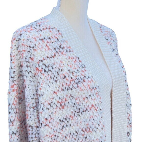 BOHME. Women's Open Front Cardigan XL Acrylic/ Nylon/Polyester Two Pockets Ivory - Picture 3 of 16
